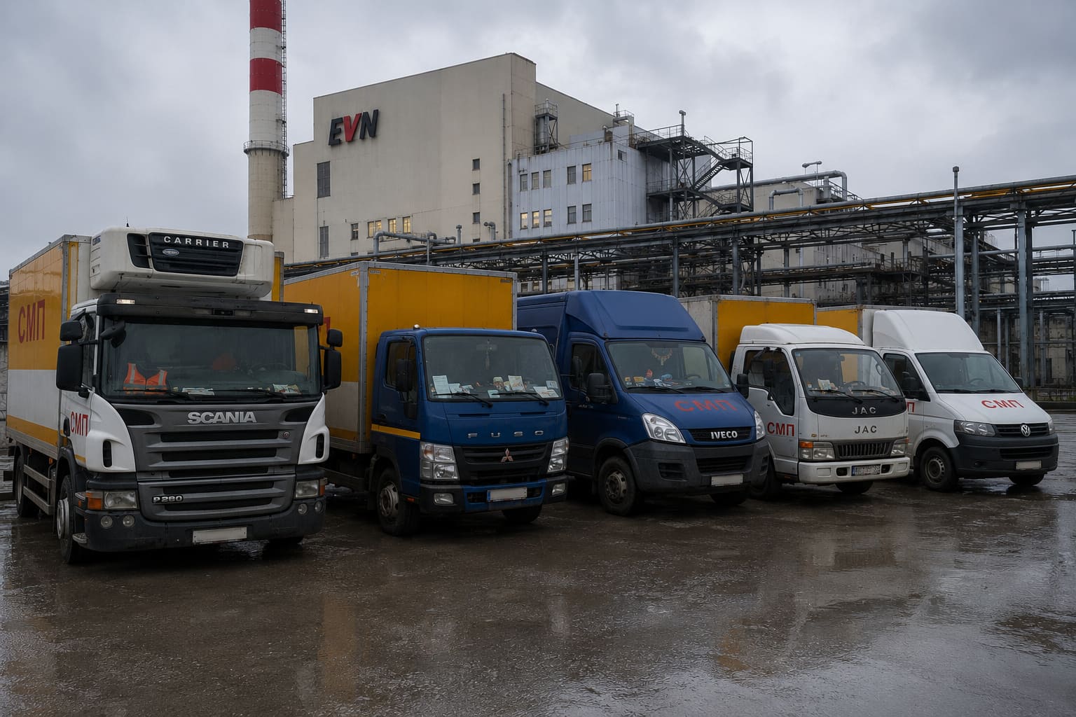 Автопарк спецтранспорта «СМП» на производственной площадке